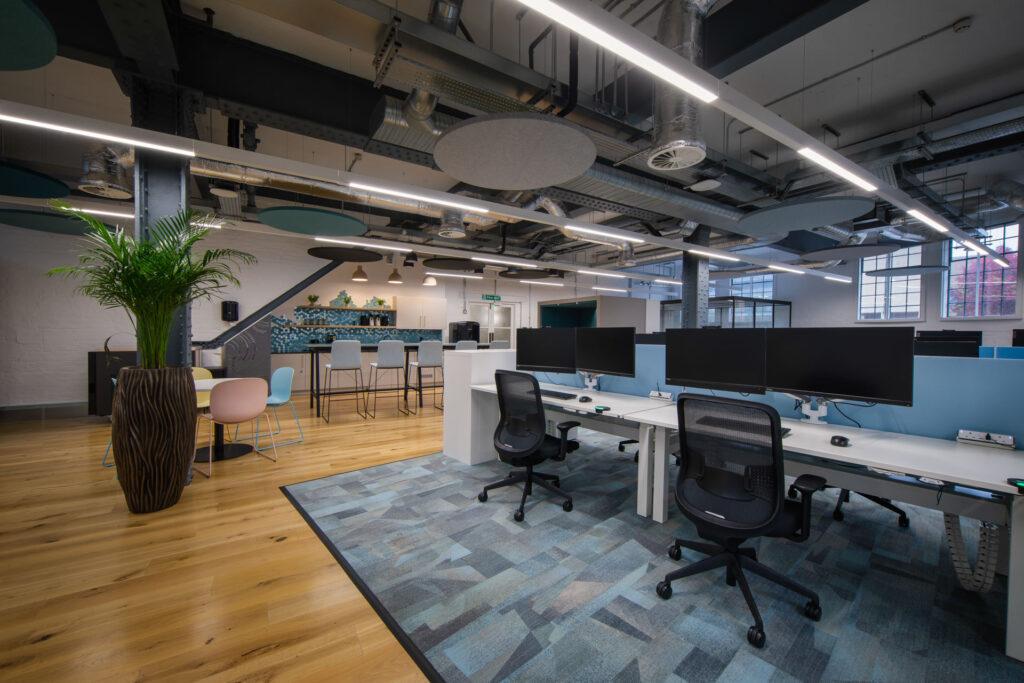 Office desks with chairs. 